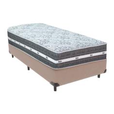 Imagem de Cama Box Bege E Colchão Black Graphite Molas Ensacadas Solteiro 88x188x27 Anjos