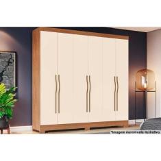 Imagem de Guarda Roupa Casal 6 Portas E 2 Gavetas C/ Pés Briz B368 Nature/Off Wh