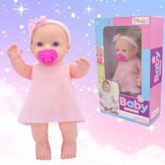Imagem de Adorável Bebê De Pelúcia Com Laço E Vestido Colorido Presente De Anive