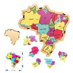 Imagem de Mini Mapa Brasil Brinquedo Educativo Montessori Pedagógico R