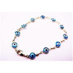 Imagem de Pulseira Olho Grego Azul Claro Folheado A Ouro 18k