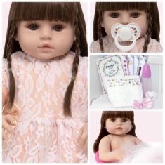 Imagem de Boneca Estilo Reborn Princesa Olhos Castanhos Itens Barata - Cegonha R
