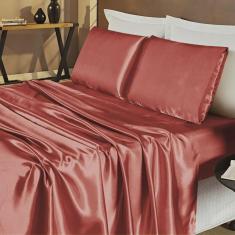 Imagem de Jogo de Lençol Casal Cetim Shine 4 peças Telha