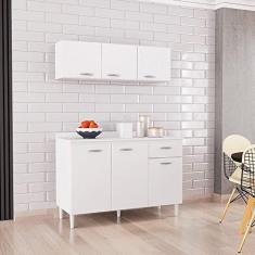 Imagem de Armário de Cozinha Compacta 2 Peças 6 Portas 1 Gaveta 120x190cm Poquema Móveis Branco