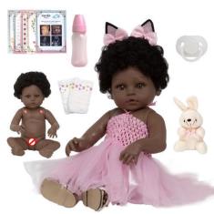 Imagem de Boneca Reborn De Silicone Bailarina Coelhinha Preta 13 Itens - Cegonha