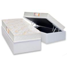 Imagem de Cama Box Baú Solteiro: Colchão Anatômico Castor Sleep + Base crc Courano White(88x188)