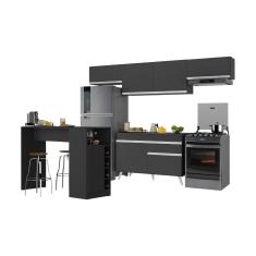 Imagem de Armário De Cozinha Modulado Com Bancada Veneza Multimóveis Mp2212 Preto/Branco