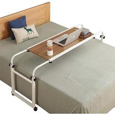 Imagem de SilteD Mesa de cabeceira com rodas, mesa de computador móvel sobre a cama, mesa de cabeceira ajustável em altura e comprimento com rodas e mesa de enfermagem hospitalar de mesa inclinável (cor: