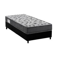 Imagem de Cama Box Solteiro: Colchão Ortopédico Ortobom D33/EP Fort Tech ISO 100 + Base CRC Suede Black(88x188)