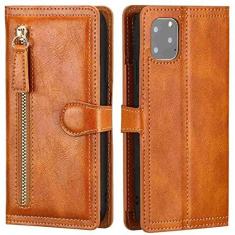 Imagem de Carteira de couro de luxo com zíper para iPhone 11 12 Pro MAX   X XS XR 6 6S 7 8 Plus SE 2 2020 Suporte para cartão Suporte para telefone, laranja, para iPhone 7