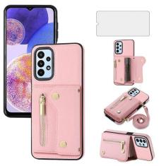 Imagem de Asuwish Capa de telefone para Samsung Galaxy A32 4G 6,4 polegadas com zíper capa carteira com protetor de tela e compartimento para cartão alça transversal de ombro célula de couro A 32 32A S32 G4