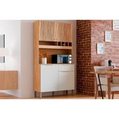 Imagem de Cozinha Compacta Kit Moscato c/ 4 Portas e 1 Gaveta 197x101cm Amendoa/Branco - Ronipa