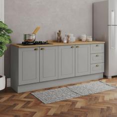 Imagem de Cozinha Compacta Americana 4 Portas 3 Gavetas 100% Mdf Cinza/Nature Ce