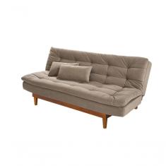 Imagem de Sofá Cama Dubai 3 Lugares Império Reclinável Casal Pés Madeira Suede Chocolate