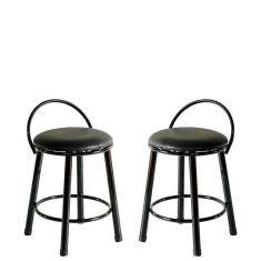 Imagem de Kit 2 Banquetas Assento Estofado Para Bar Preto