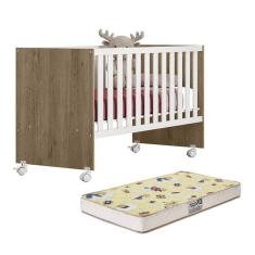 Imagem de Berço Doce Sonho Reto com Rodízios e Colchão Supreme - Qmovi