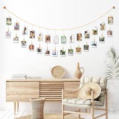 Imagem de Yudarte Guirlanda de Contas de Madeira de 8 Pés com Prendedores de Roupa, Porta-Cartões com Imagens - Country Farmhouse Christmas Nursery Boho Holiday Decorations With Clips