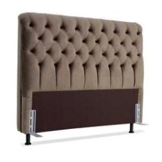 Imagem de Cabeceira de Cama Box Casal 138 cm Padua Larhome Suede Veludo Marrom.