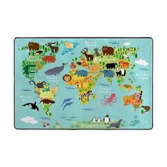 Imagem de Dream Bay Tapete infantil macio com mapa do mundo, tapete antiderrapante para sala de jogos e berçário – 150 x 121 cm