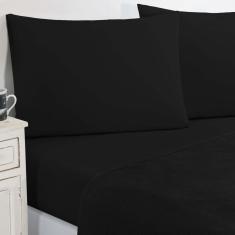 Imagem de Jogo De Cama Malha Lençol 100% Algodão Gran Moratta 3 Peças Solteiro Preto-preto