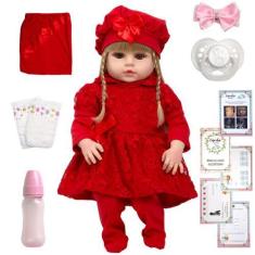 Imagem de Boneca Estilo Reborn Nicole Loira Fofinha Diversos Itens - Cegonha Reb