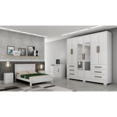 Imagem de Guarda Roupa Solteiro com Espelho com Pés 6 Portas 6 Gavetas - Encant-Branco - Móveis Novo Horizonte