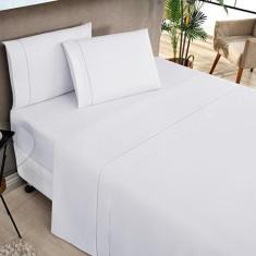 Imagem de Jogo De Cama Solteiro Elegance 180 Fios 03 Peças - Branco - Bia Enxova