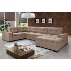 Imagem de Sofá Viena 3 Lugares Com Chaise E Canto Premium Império Chocolate Chocolate 377