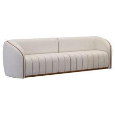 Imagem de Sofá 3 Lugares 292cm Bipartido West Pu Caramelo Linho Alto Relevo Off