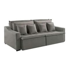 Imagem de Sofá 3 Lugares Retrátil e Reclinável Amy Veludo Cinza 214 cm - Estofar