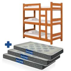 Imagem de Treliche Solteiro Imbuia Diamante Nemargi Com 3 Colchões Probel D20