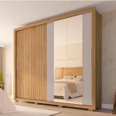 Imagem de Guarda Roupa Casal com Espelho 2 Portas 4 Gavetas Suburban Gold Buriti/Cinza
