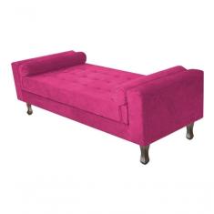 Imagem de Recamier Baú Félix Solteiro 100cm Suede Rosê - Amarena Móveis Cor Pink