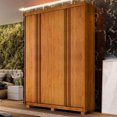 Imagem de Guarda-Roupa Casal Singapura 4 Portas 3 Gavetas Ripado Cinamomo - Pnr Móveis