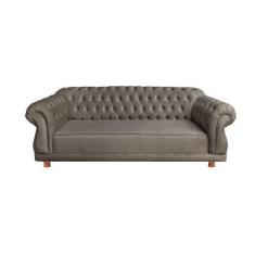 Imagem de Sofá Chesterfield Capitone Elisabeth Suede Cinza camurça 2,00cm - NOVO