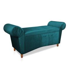 Imagem de Recamier Com Baú Munique 195cm Acetinado Azul Pés Chanfrados
