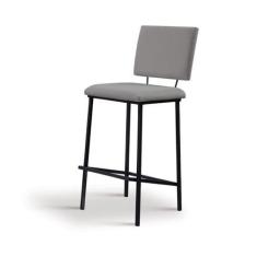 Imagem de Banqueta Marcele Madeira Castanho e Estofada em Linho Várias Cores - D