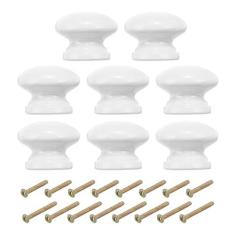 Imagem de PATIKIL Puxadores de armário de 3,5 cm, 8 maçanetas redondas de cômoda puxadores de madeira puxadores de gaveta com parafusos para porta de móveis de armário de cozinha, branco
