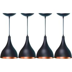 Imagem de Kit 4 Pendentes Gota Em Alumínio   Fosca E Cobre