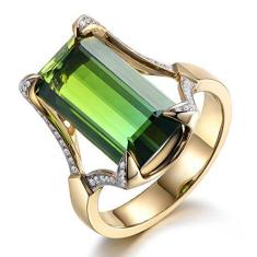 Imagem de MuYiYi11 Anel de strass, pedra preciosa artificial verde fashion anel de dedo joia charmosa presente