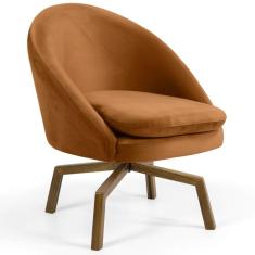 Imagem de Poltrona Decorativa Base Ka Madeira Rafa B-262 Veludo Telha - Domi