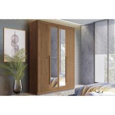 Imagem de Guarda Roupa Solteiro 4 Portas E 2 Gavetas C/ Espelho Buriti Jatoba -