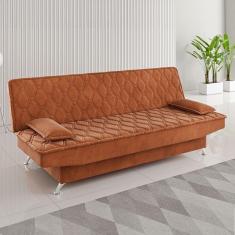 Imagem de Sofá Cama 3 Lugares Polaris Retrátil Veludo Terracota - Viero Móveis