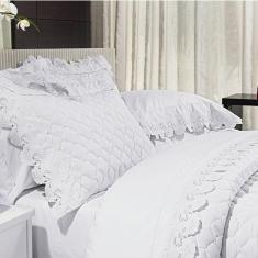 Imagem de Jogo de Cama Casal Maiori 4 Peças Percal 200 Fios Bernadete Casa Branco