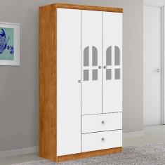 Imagem de Guarda Roupas Infantil 3 Portas 2 Gavetas Alvin Nature/branco