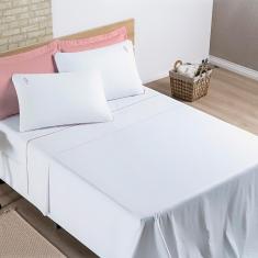 Imagem de Jogo De Cama Lençol Joana Casal Queen Tecido Algodão 200 Fios 04 Peças - Branco