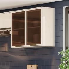 Imagem de Armário Aéreo 2 Portas com Vidro 80cm Connect Off White