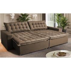 Imagem de Sofá Sem Caixa Retrátil Reclinável 2,35m Cama Inbox França Velusoft Castor