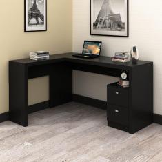 Imagem de Mesa de Escritório em L com 2 Gavetas - Preto