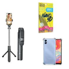 Imagem de Kit Tripé De Selfie + Capinha Samsung A04 E + Película 9D - Armyshield